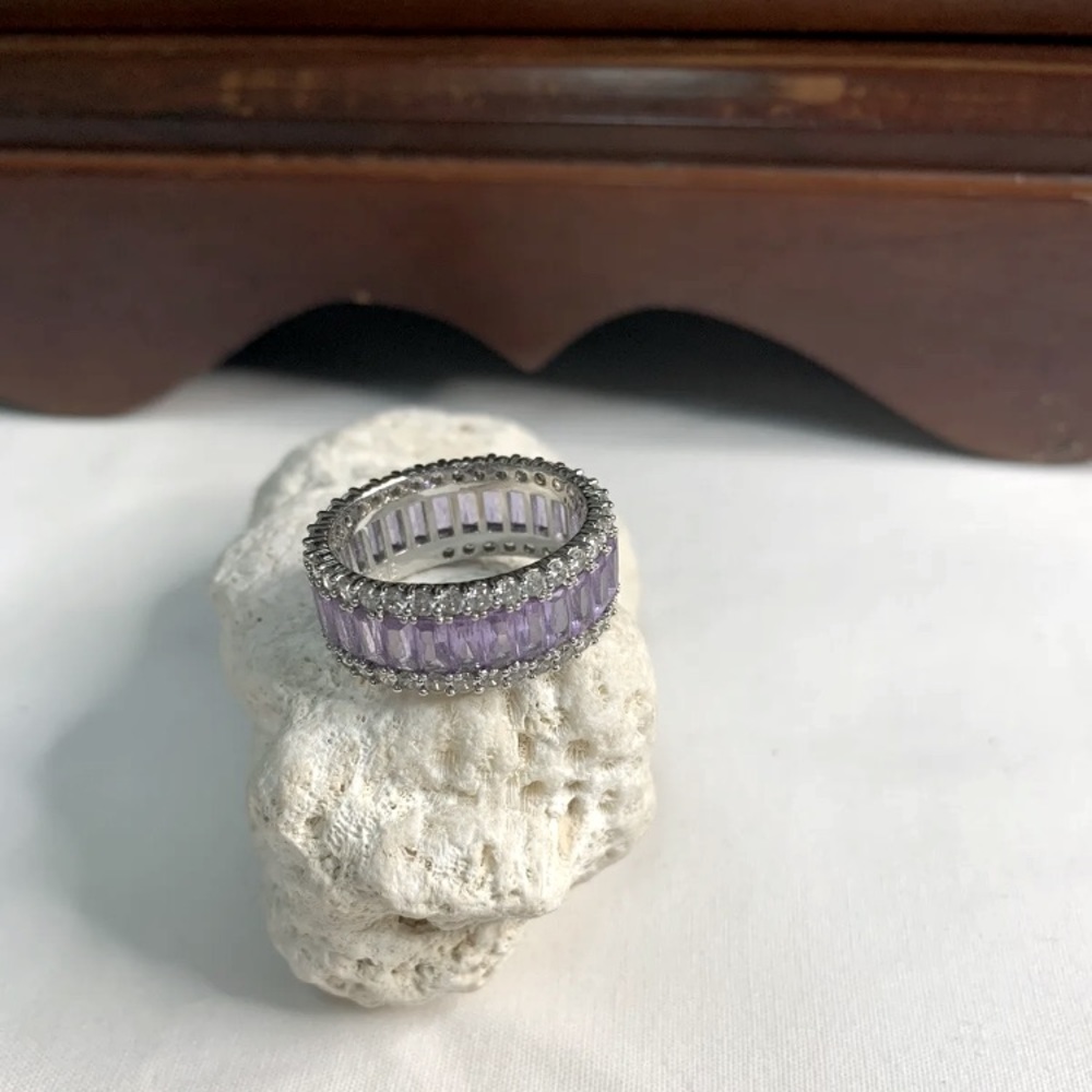 Danbury Mint Simulated Alexandrite Eternity Ring, Size 8.75”